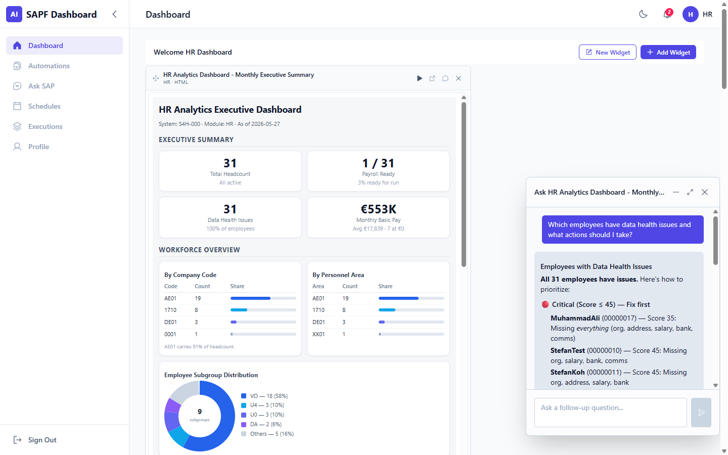 Automations and reports